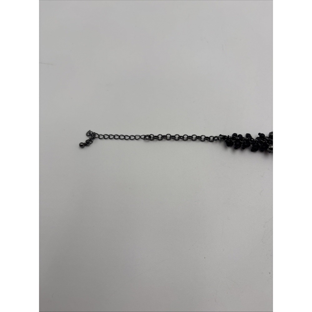 Lia Sophia Necklace Choker Black Beads 16" Inch Gun Metal GrayRare Discontinued - Picture 3 of 13